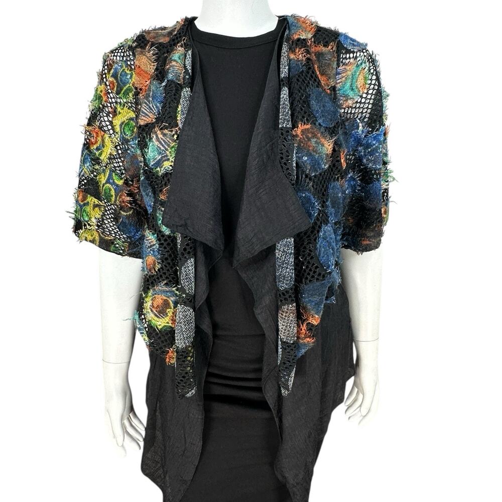 Pretty Angel Topper Blouse Womens Size Large Asymmetric Linen Blend Boho Artsy